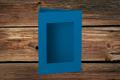 [16403396] Passepartoutkarten 3-teilig 120/360x169 mm (B6) eckiger Ausschnitt Stahlblau gerippt 220 g/qm